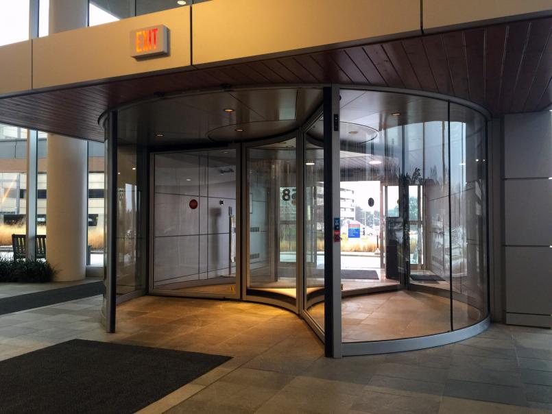 Interior view of revolving door